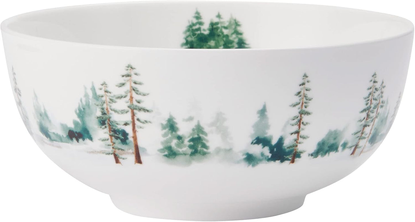 Mikasa Watercolor Forest Bone China Lightweight Chip Resistant 16 Piece Dinnerware Set, Service for 4, White