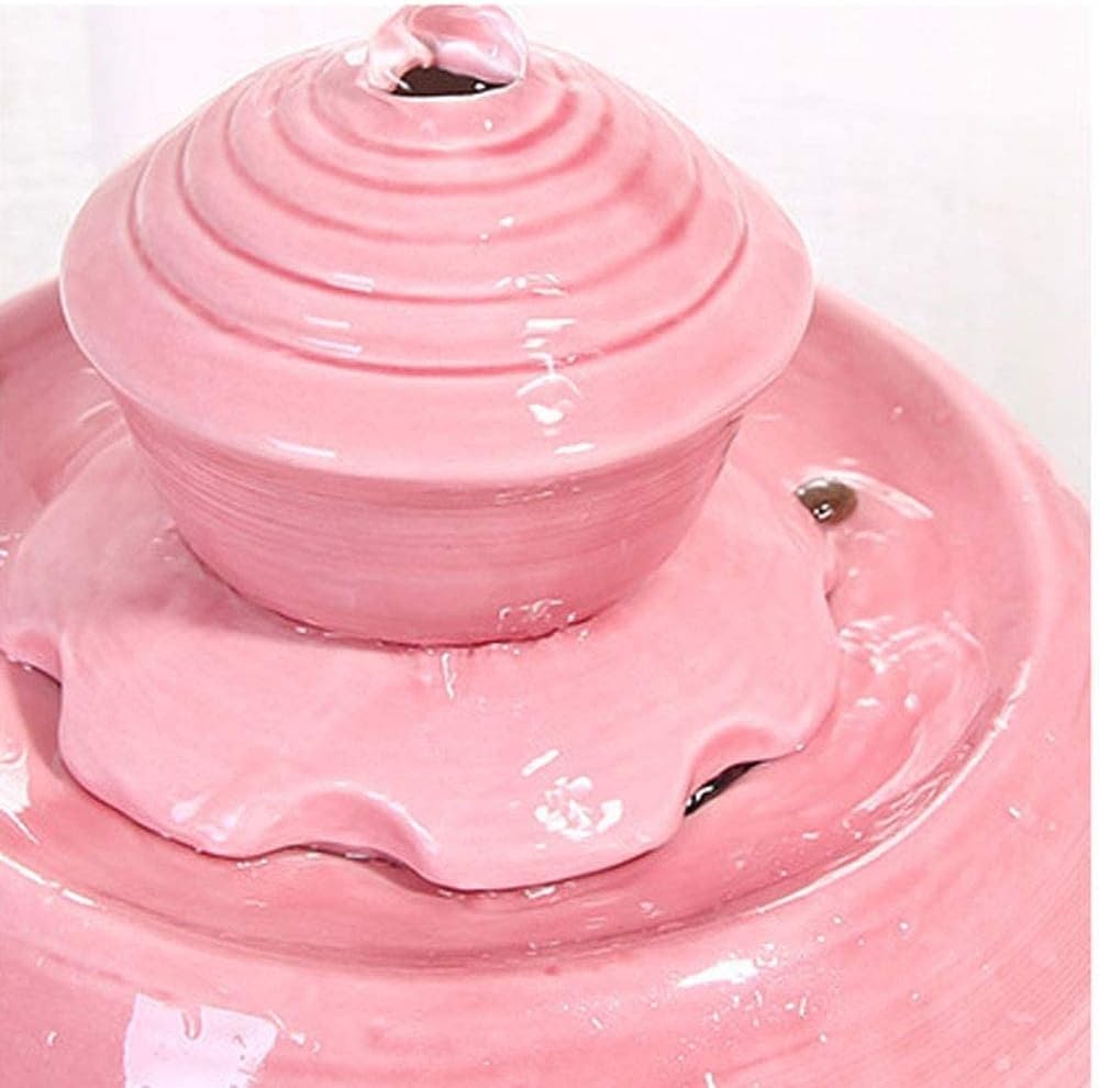 Fountain Ceramic Cat Water Dispenser Pet Smart Water Fountain for cat Dogs Automatic Circulation Flow Water Feeder Super Quiet Pet Water Dispenser (Color : Pink)