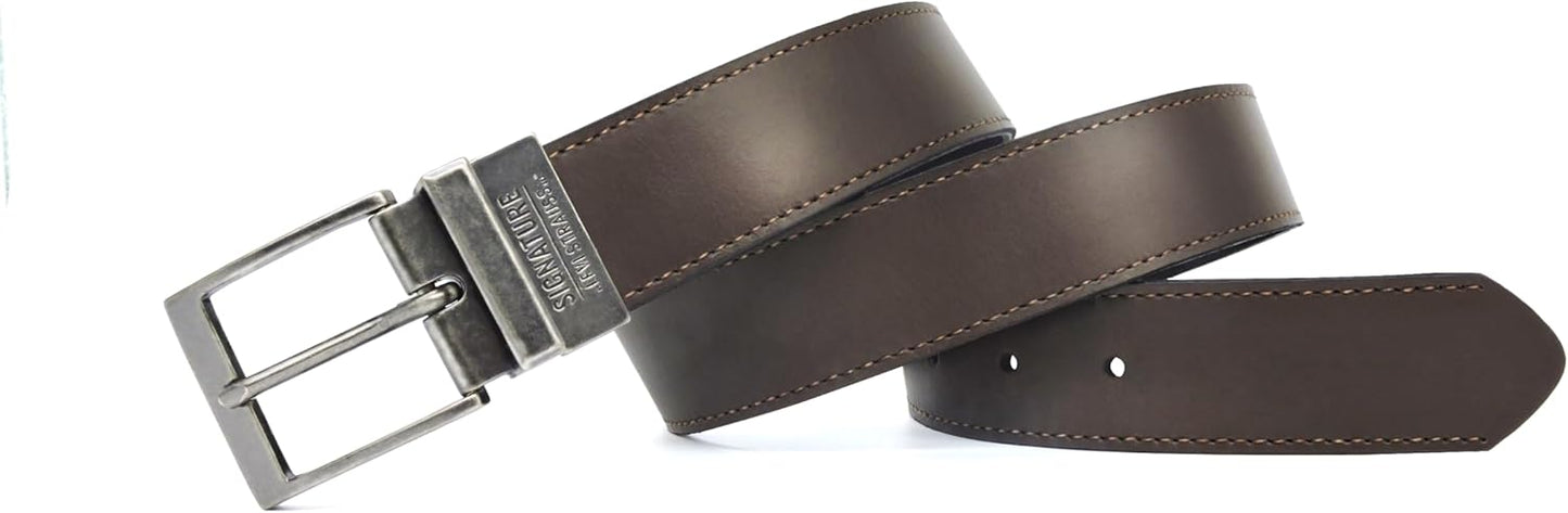 Levi Strauss Signature - Premium Leather Reversible Belt for Men for Jeans, Work, Dress & Casual pants | Cinturon Para Hombre