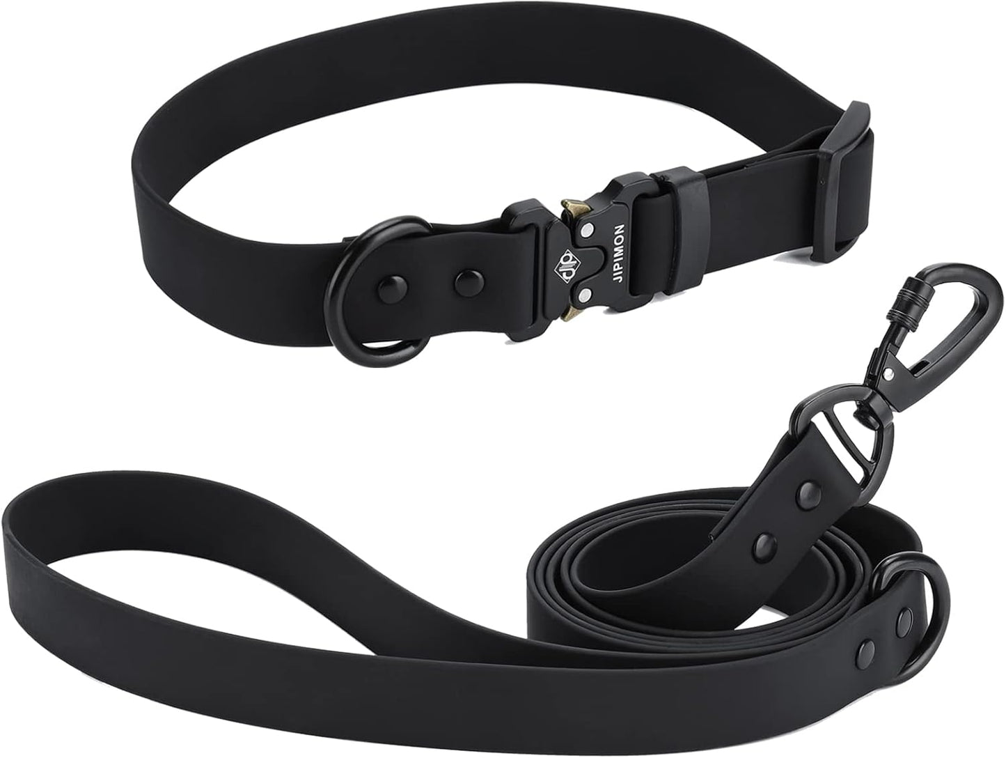 Waterproof Dog Collar and Leash Set Adjustable Quick Release Buckle Collar Leash for Small Medium Large Dogs (Small, Black)