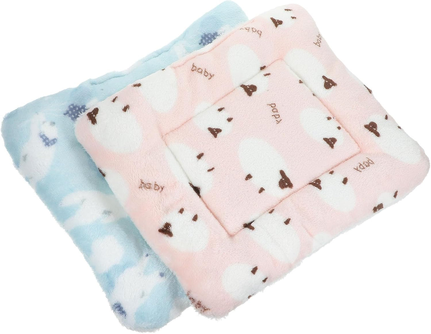 FAVOMOTO 2pcs Small Animal Bed Mats for Cage Thickened Plush Warm Sleeping Pads Washable Pet Bedding Mats for Winter Guinea Pig Hamster Rat Cage