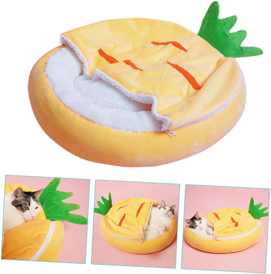 Milisten Semi-Enclosed Cat Nest Warm Sleeping Bed with Removable Washable Cover Breathable Wool Pet Cushion for Indoor Cats Suitable for Winter and Deep Sleep