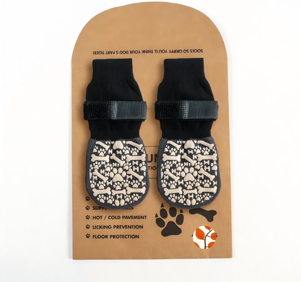 Anti-Slip Dog Socks for Hardwood Floors, Paw Protectors for Small to Large Dogs,Adjustable Non-Slip Dog Shoes with Traction Sole, Breathable & Washable Paw Protection for Indoor Outdoor Use(M:8Socks)