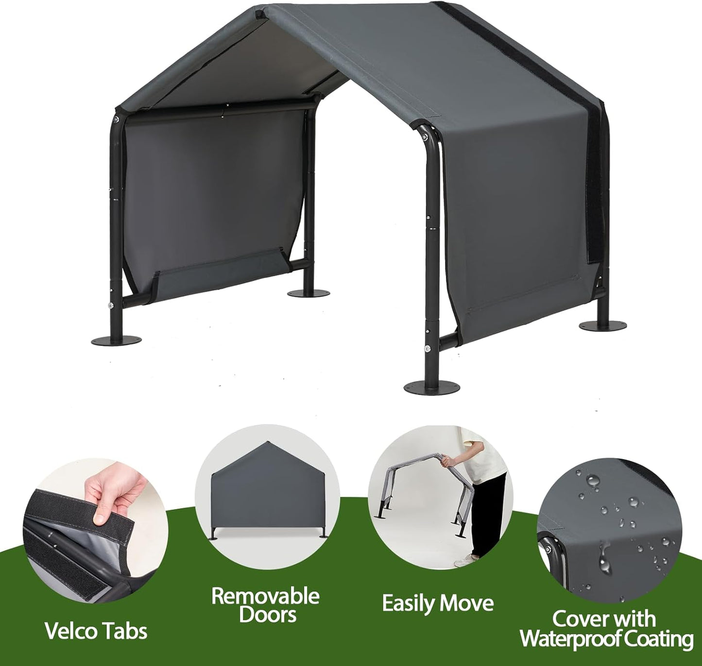 Dog Shades for Outside - Outdoor Dog Kennel for Small Dogs, 29.5”x25.6”x25.6” Outdoor Sun Rain Canopy Pet House, Waterproof Pet Canopy Shelter for Small Animals with Ground Nails