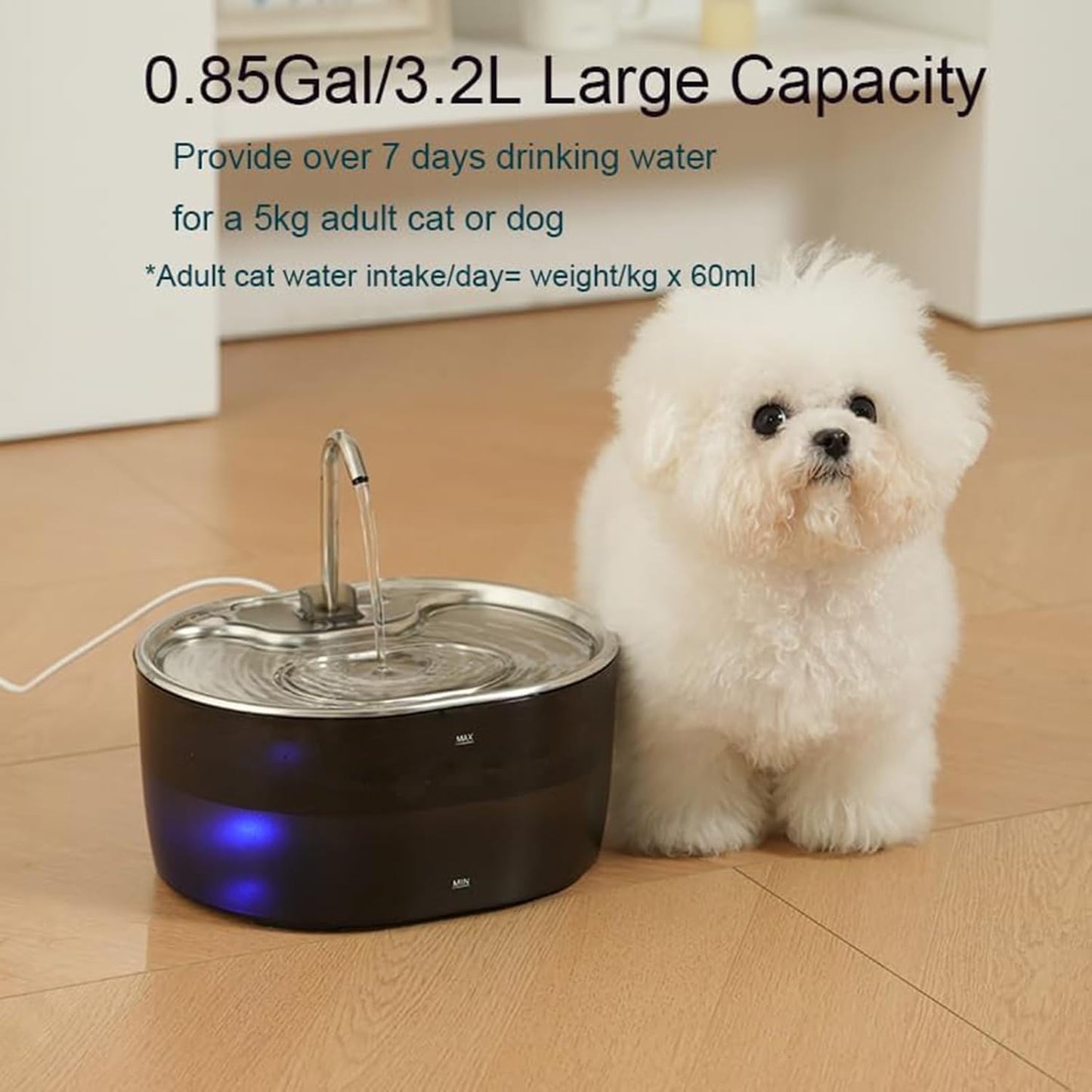 Automatic Circulating Cats Drinking Fountain High Capacity Stainless Steel Pet Water Dispenser Supply Large Capacity Bowl