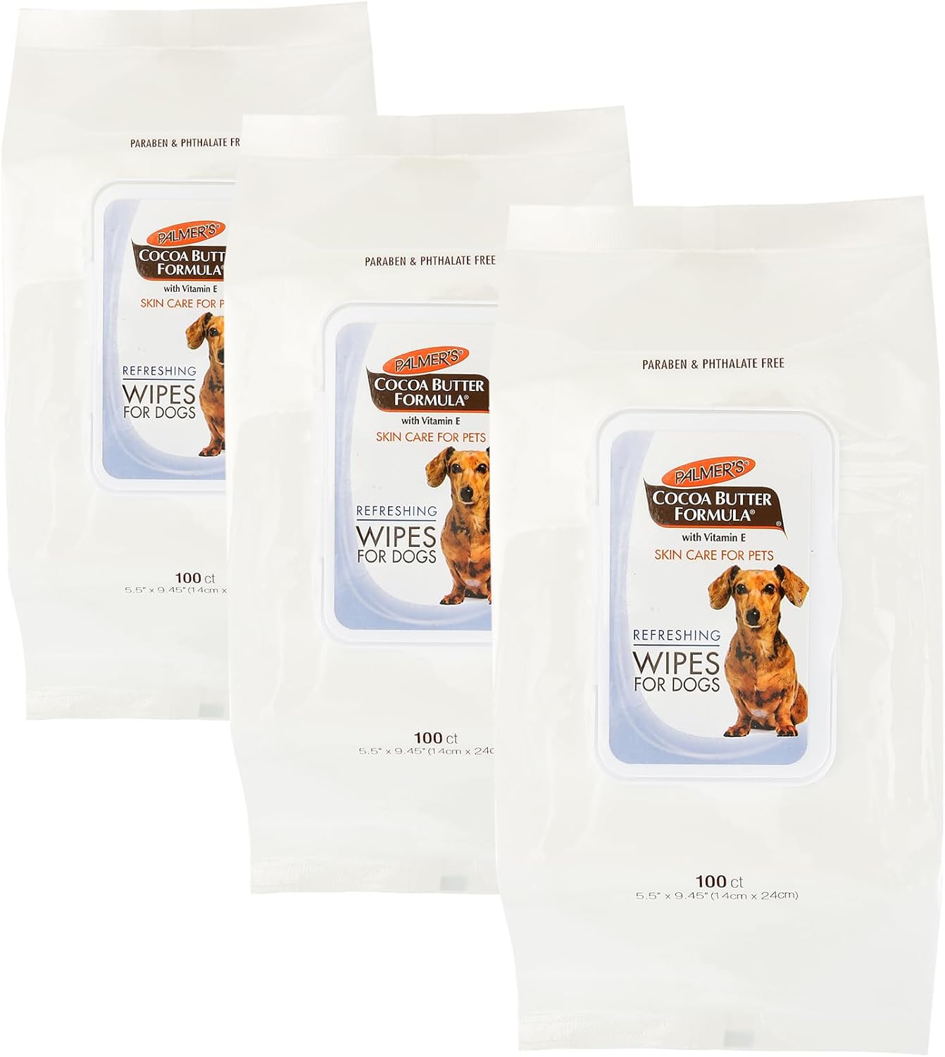Palmer's for Pets Gentle Refreshing Wipes for Puppies - Coconut Oil Puppy Wipe - Pet Grooming Towelettes for Dogs, 100 Count - 3 Pack