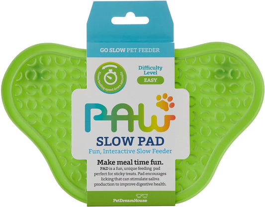 PetDreamHouse Lick Paw Pad & Slow Feeder for Dogs, Anti-Boredom, Distraction Mat, Reduces Anxiety w/Stress-Relief Stimulating Licking, Suction Cups on Back, Ideal for Puppies, Dogs & Cats, Green
