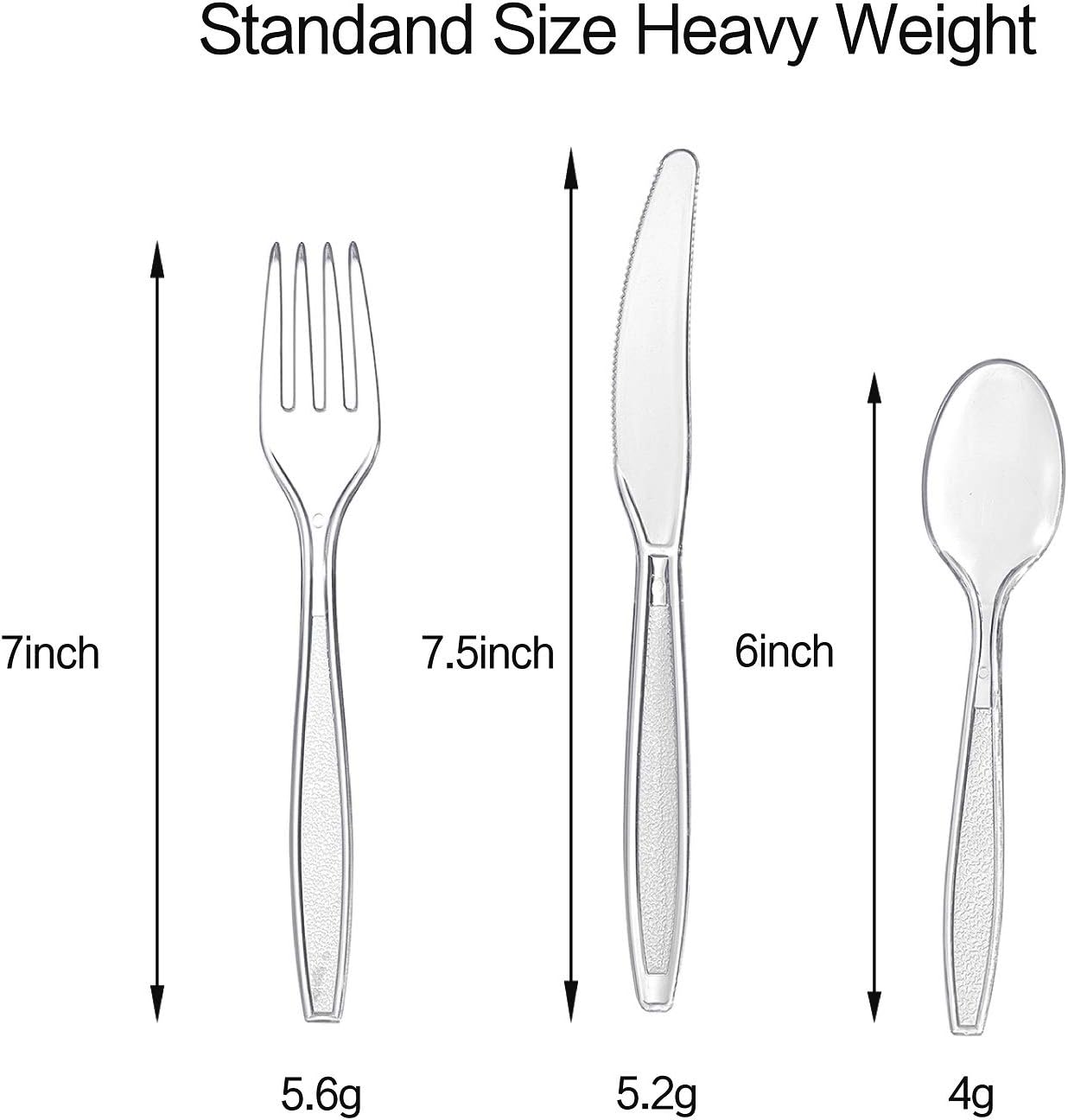 Cutlery Set Plastic Utensils Clear Forks Spoons Knives Disposable Silverware Heavyweight [300 Combo Box]