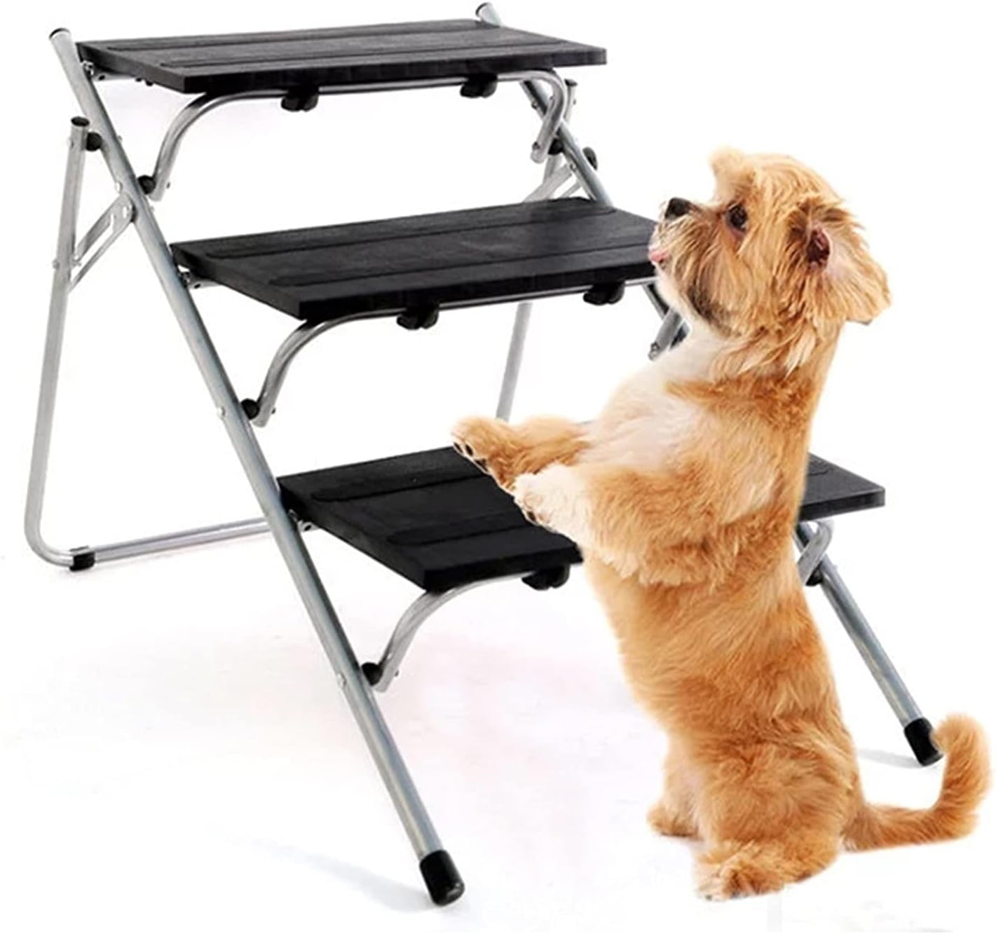 Portable Dog Car Step Stairs Ladder Folding Pet Ladder Ramp for Trucks SUVs High Bed Indoor Outdoor Use Lightweight Dog Stairs (Color : Black Size : Same Size)