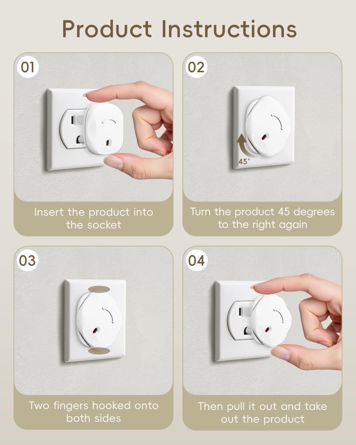 Outlet Covers Baby Proofing - 40 Pack Plug Covers Baby Proofing with Unique Rotating Design, Outlet Plug Covers to Prevent Electrical Shock, for US 3-Prong, Home, Office, School, White