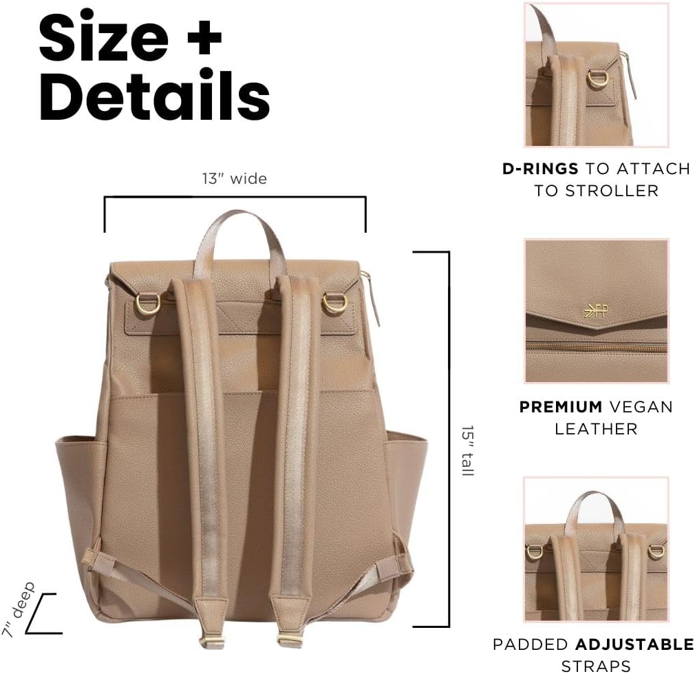 Freshly Picked Classic II Diaper Bag Backpack – Premium Vegan Leather, Large Capacity Baby Bag with Changing Pad, Stylish & Functional for Moms & Dads (Fig)