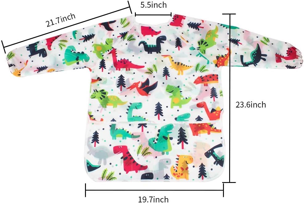 CUBACO Kids Painting Apron, 2pcs Waterproof Art Smocks For Child 3-8 Years, Kids Smocks for Painting Aprons with Long Sleeve