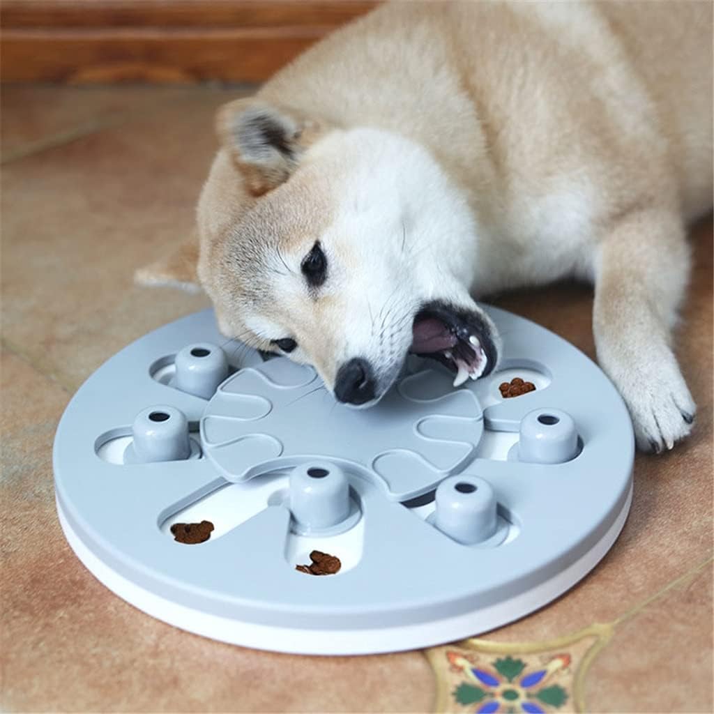 Pet Dog Training Toy Educational Puzzle Toys for Dogs Anti Bite Slow Feeding Bowl Dog Food Dispenser Game Interactive Toy (Blue)