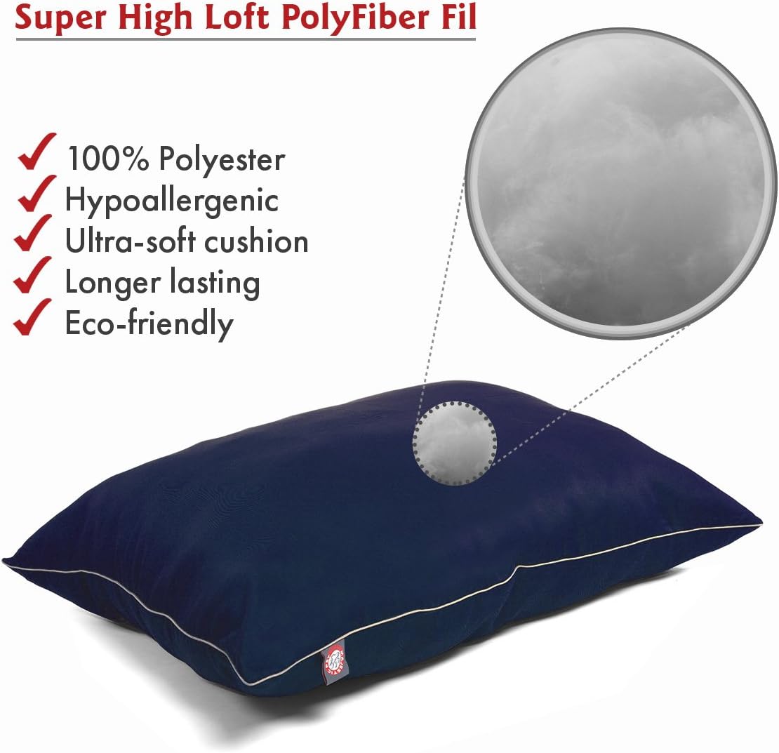 Majestic Pet 46x35 Inch Washable Dog Bed for Large Sized Dogs, Orthopedic Large Dog Cushion with Non-Slip Base, Durable Crate Pad Mat for Big Breeds and Puppy Pets, Pillow Bed - Navy Blue