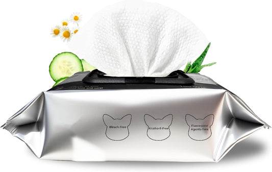 Pet Wipes for Dogs and Cats, Natural Ingredients, Hypoallergenic Dog Wipes for Paws, Body and Butt, Cleaning and Deodorizing, 100 Count