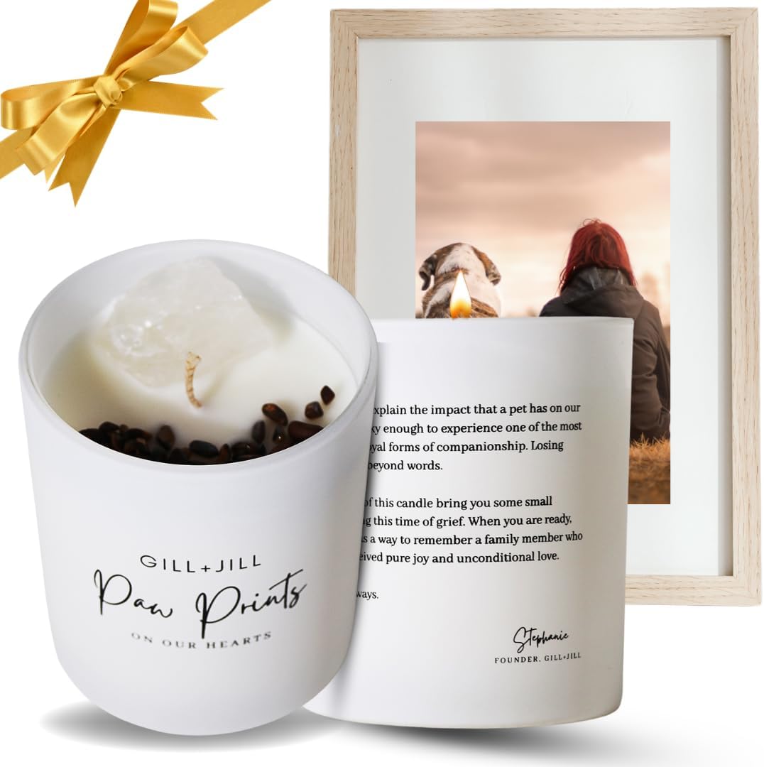 Premium Paw Prints Pet Memorial Candle – Paraffin-Free Soy Wax, Dog Memorial Gifts for Loss of Dog, Pet Loss Sympathy & Bereavement Gift, Rainbow Bridge Remembrance Gift for Grieving Pet Owner