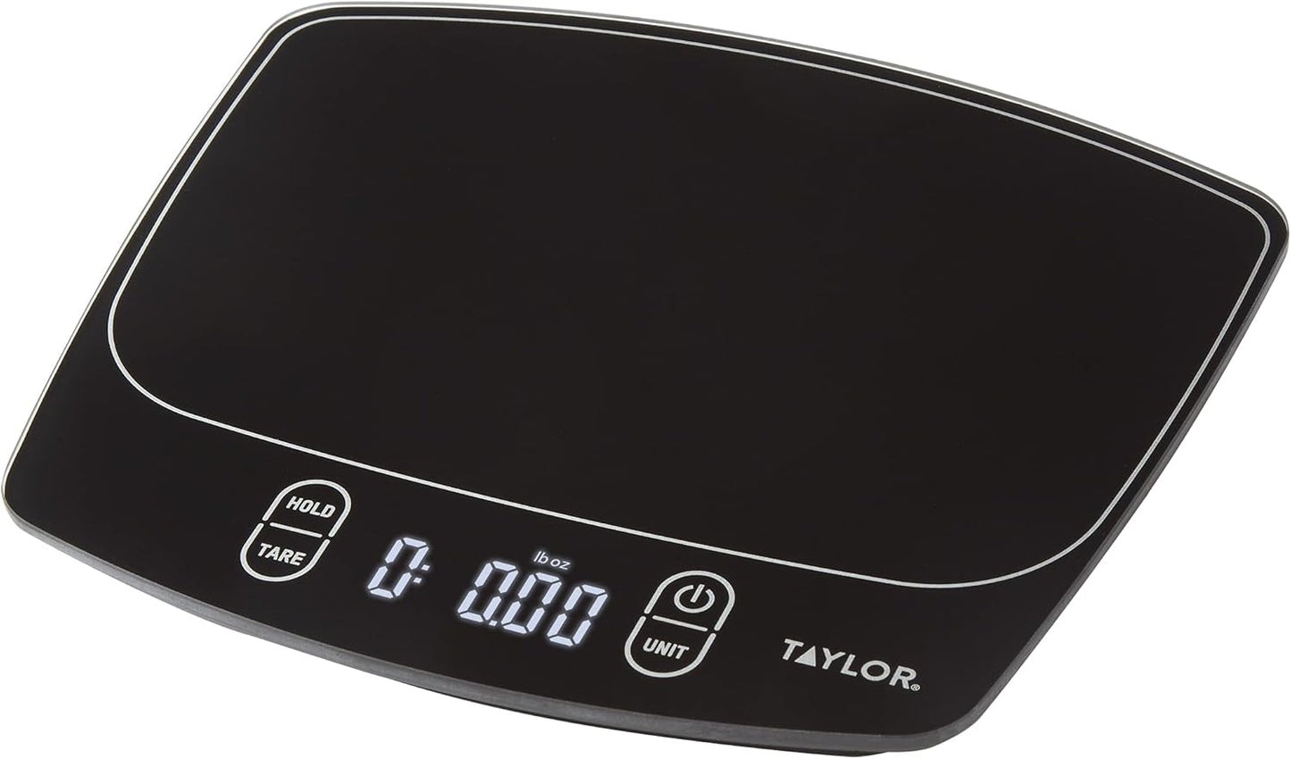 Taylor Waterproof Digital Kitchen Scale, 11 pounds, Black