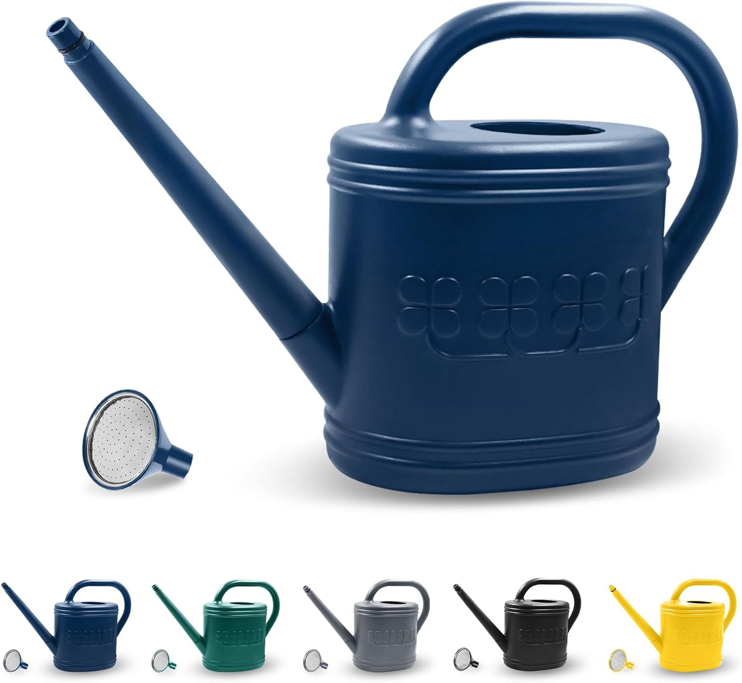 2 Gallon Watering Can, Outdoor Watering Can for Plants, Garden Water Can with Removable Long Spout and Stainless Steel Sprinkler Head, Large Water Can for Greenhouse (Dark Blue, 2 Gallon)