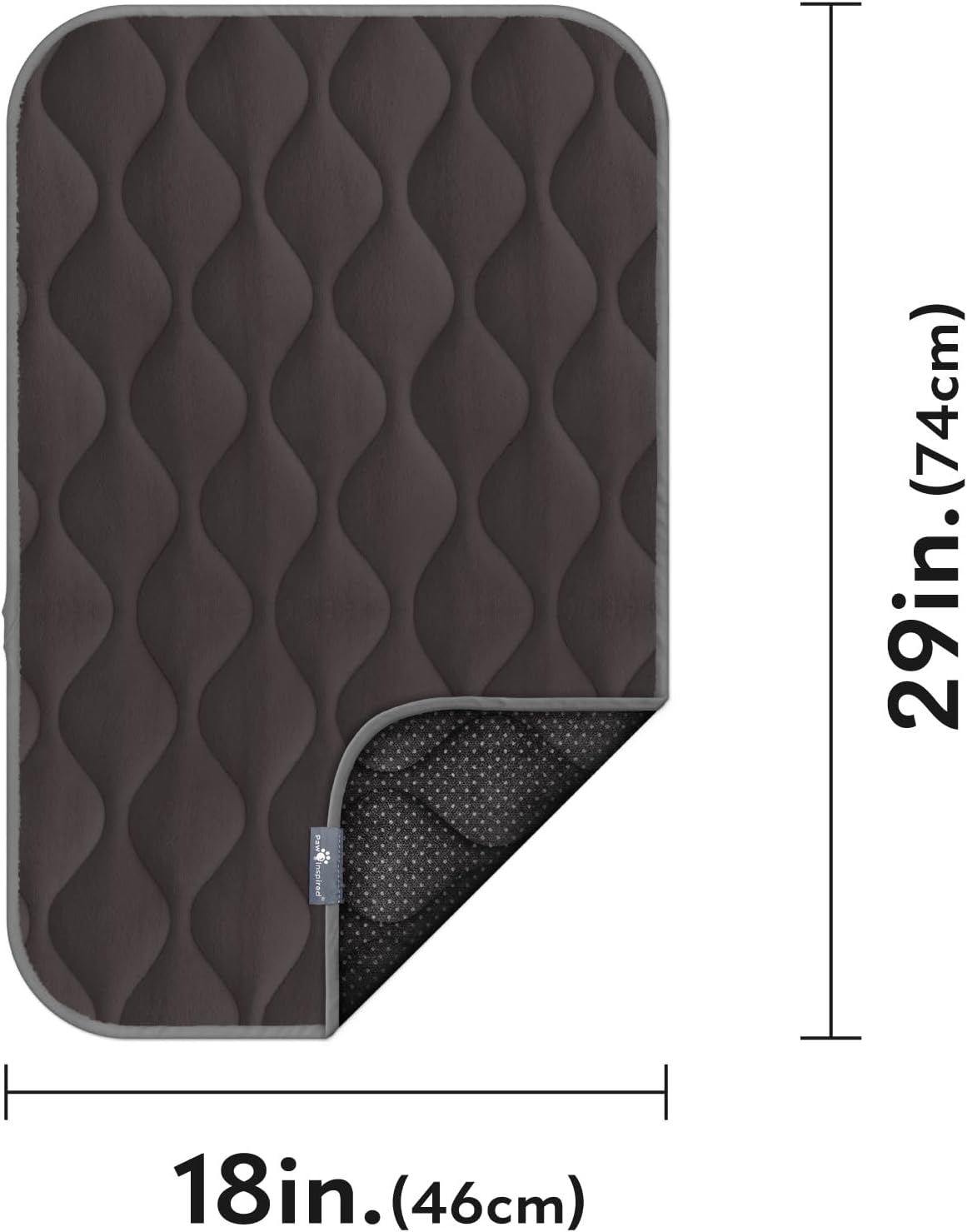 Paw Inspired Washable Padded Crate Mats for Dogs | 29” x 18” Pad, Fits 30-inch Kennels | Leakproof, Waterproof Bottom, Plush Pet Beds (Gray)