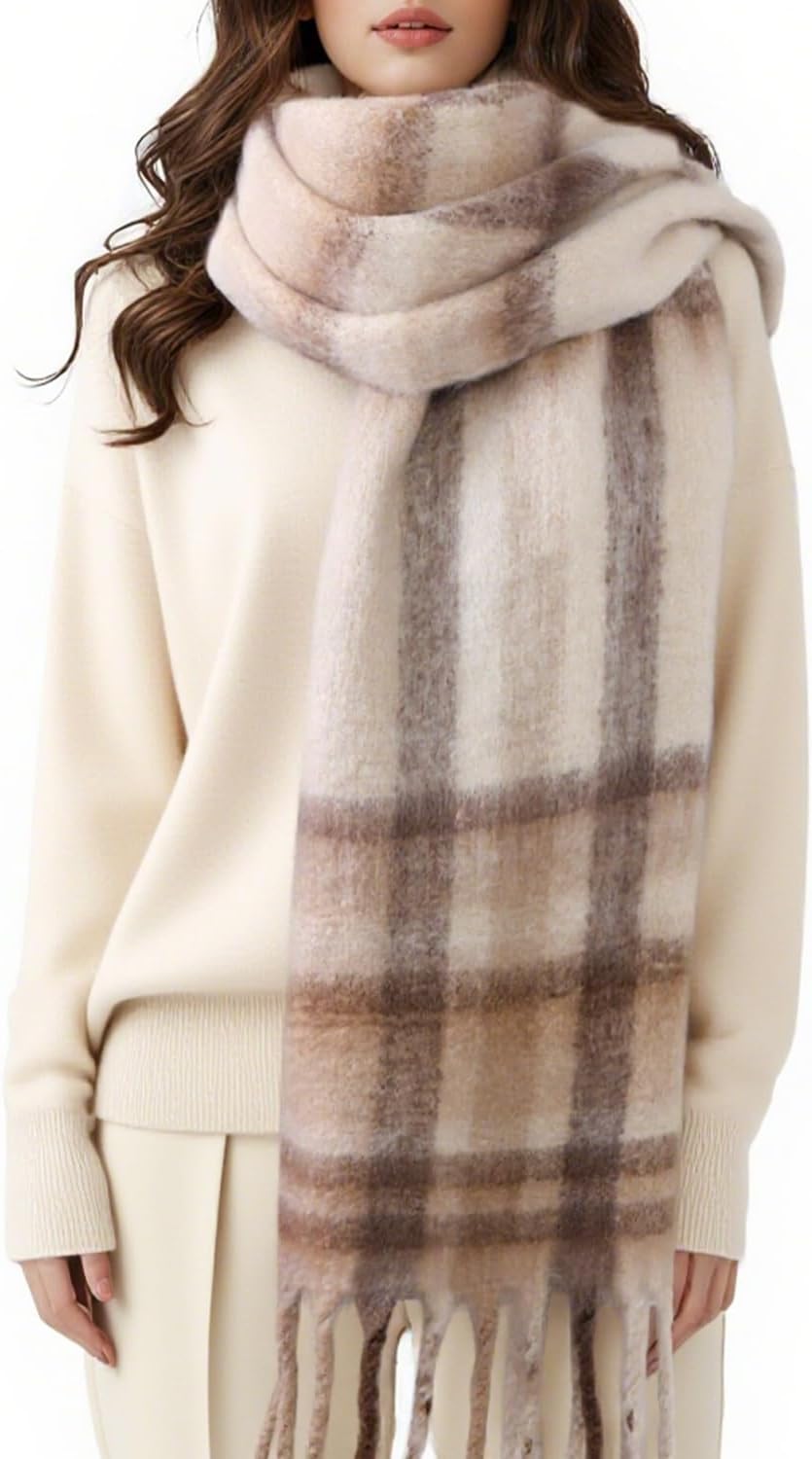 Passionbility Women's Winter Scarfs for Women, Mohair Vintage Scarf Large Chunky Scarf Cashmere Feel Blanket Wrap