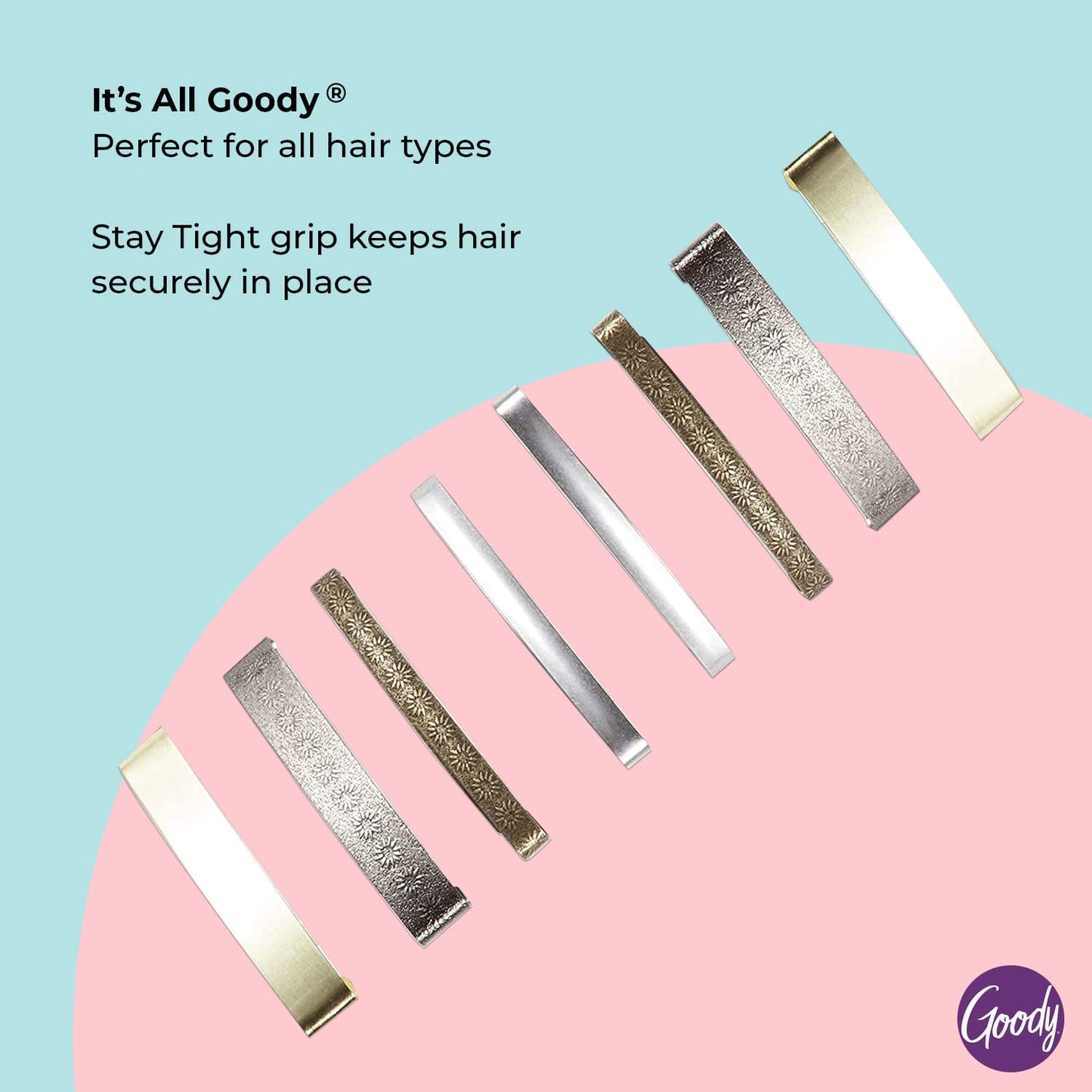 Goody Stay Tight Hair Barrettes - 8 Ct, Assorted Metallic Colors, Non-Slip Flat Hair Clips, Comfortable & Versatile Hair Accessories for Women & Men, Hair Clips for All Hair Types