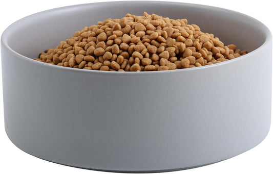 Grey 8 in Dog Bowl Ceramic for Medium Large Sized Breed,Retrievers,7.6 Cups Non Slip Heavy Wighted Dog Food Water Dish,Durable Big Pet Bowl