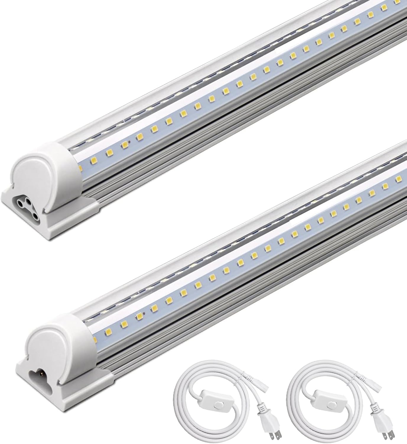 Barrina T8 LED Shop Light 4FT, 40W 5500LM 5000K, Clear Cover, Garage Lights Ceiling, V-Shape LED Light Fixture, Work Shop Lights for Garage, Warehouse, Basement, ETL Listed, 2 Packs