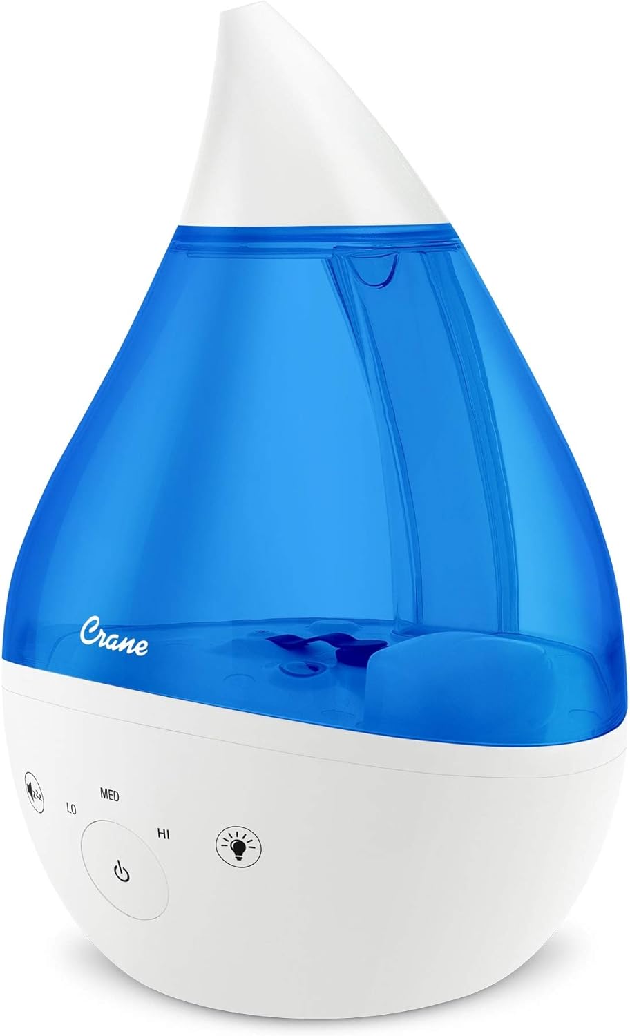 Crane 4-in-1 Drop 2.0 Ultrasonic Cool Mist Humidifier with Sound Machine, Night Light, Aroma Tray, 1 Gallon Top Fill, Blue & White