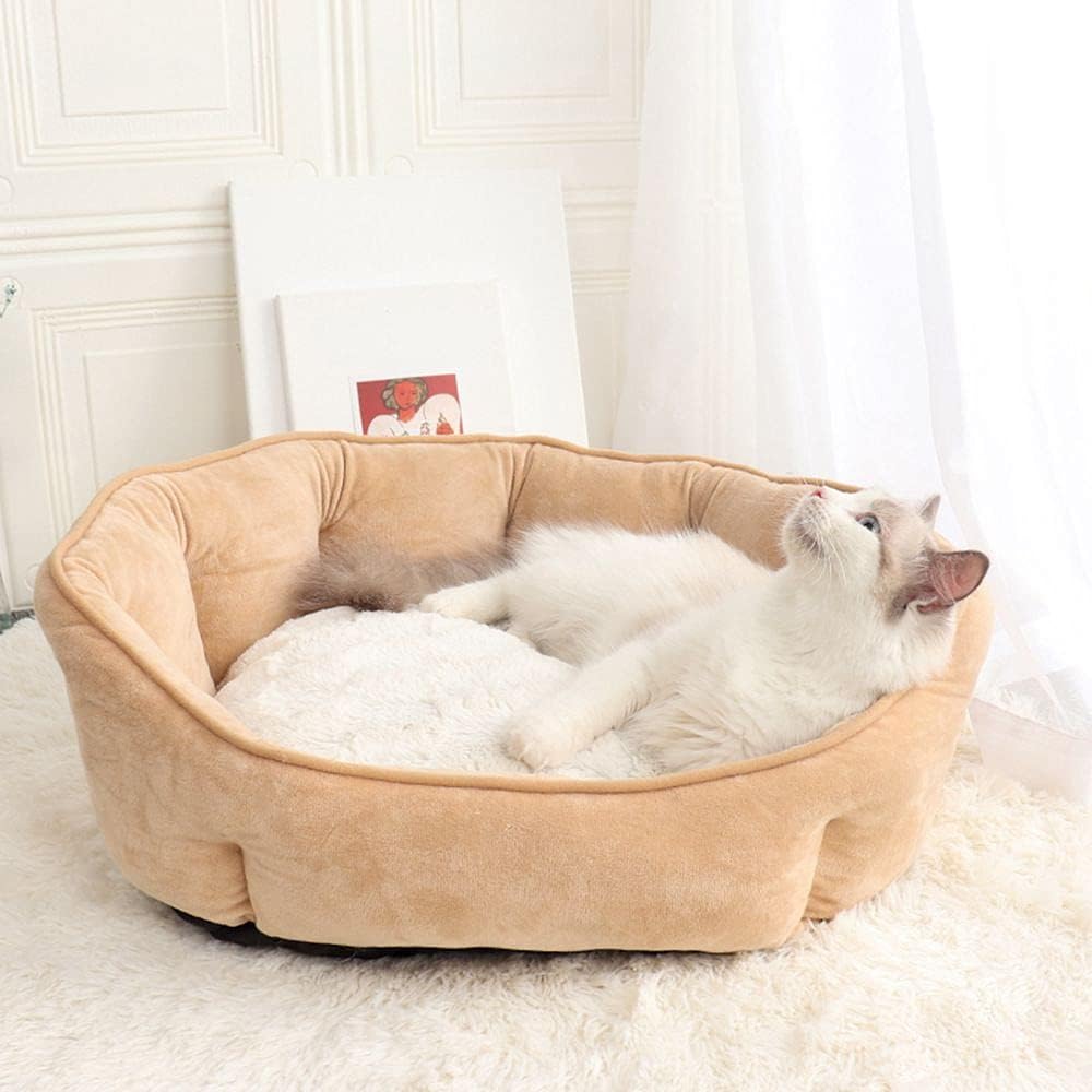 Pet Bed Large Portable Dog Cat Bed House Winter Warm Shell Nest Cat Sleeping Beds Soft Plush Dog Basket Cushion for Puppy Cats Supplies Cozy Soft (Color : Grey)