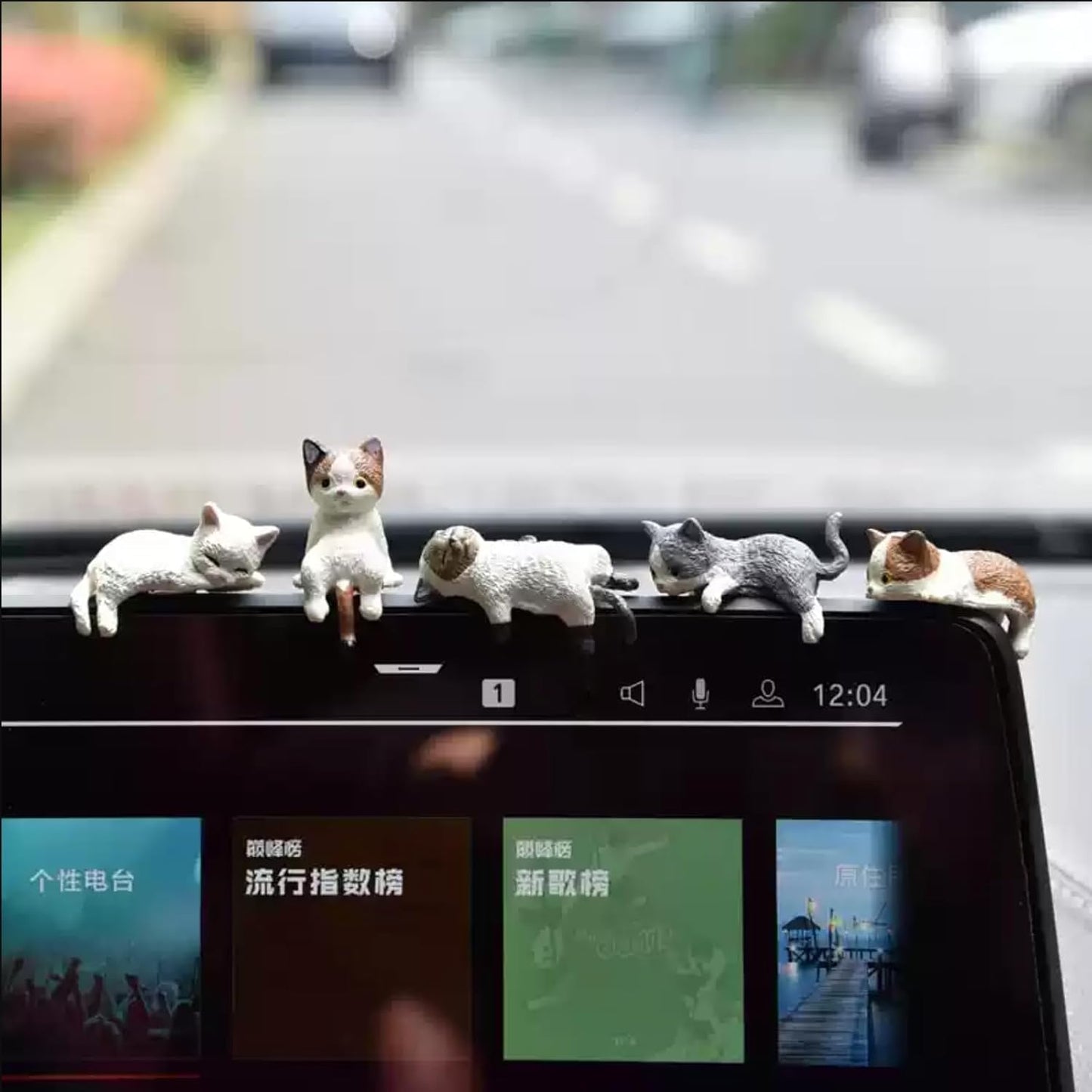 Cat Car Interior Accessories Dashboard Decorations, Set of 12 Cute Car Dash Decor Rearview Mirror Ornament for Women Girl Cute Anime Decor for Home Garden Office