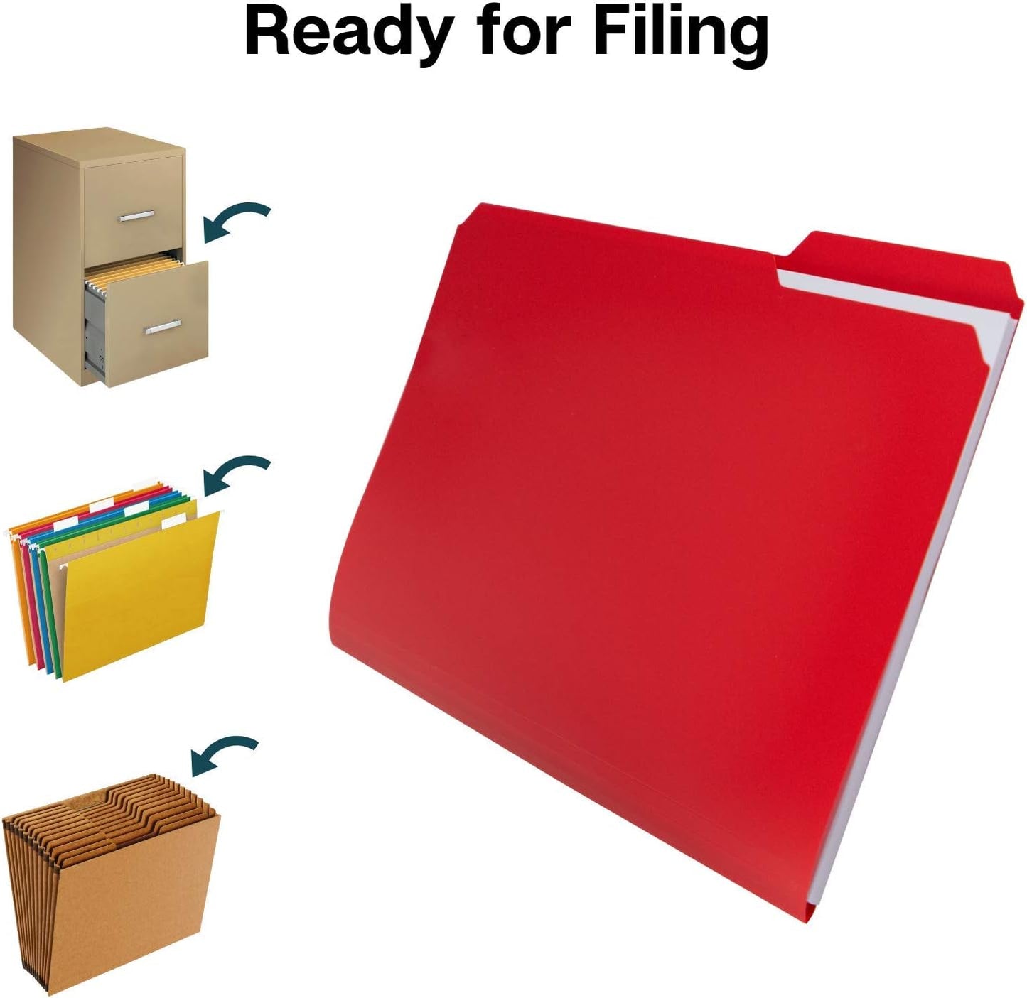 Dunwell Plastic Colored File Folders (12 Pack), 1/3 Tab Filing Folders for 8.5x11 Letter Size Documents, Assorted Colors, Acid-Free Poly, Includes Labels