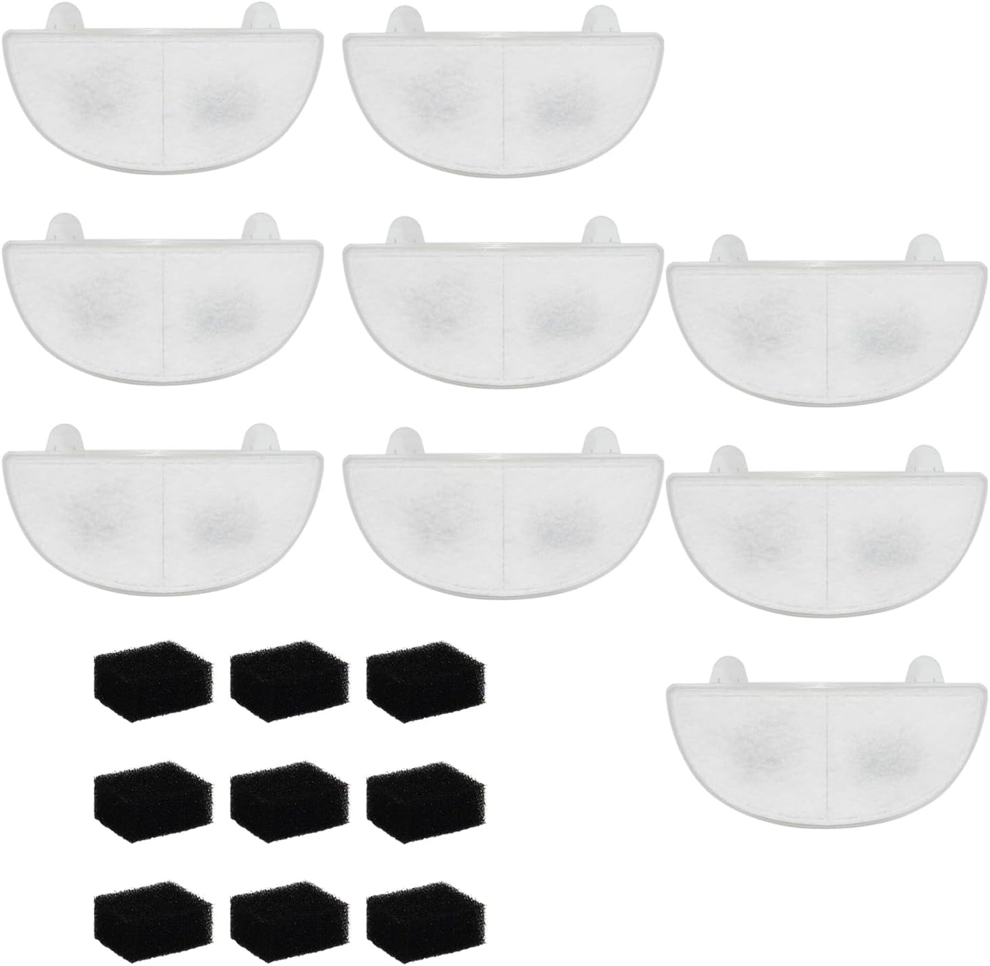PUREBURG Replacement Filter Kit Compatible with Homerunpet WF20/CF20 Wireless Pumps Cat/Dog Water Fountain,Pet Fountain Filters x 9 + Water Pump Filter x 9