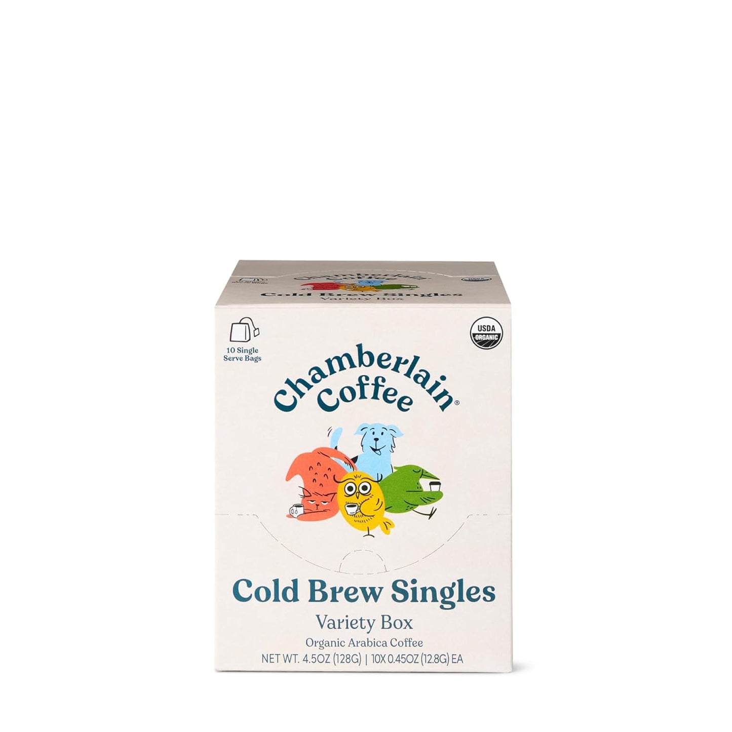 Chamberlain Coffee Organic Variety Cold Brew Singles Medium Roast – 10 Single Serve Bags w/Different Flavors - Ideal for Summer Use, at Home, Camping, or Travel - Coffee Gift Set for Any Occasion
