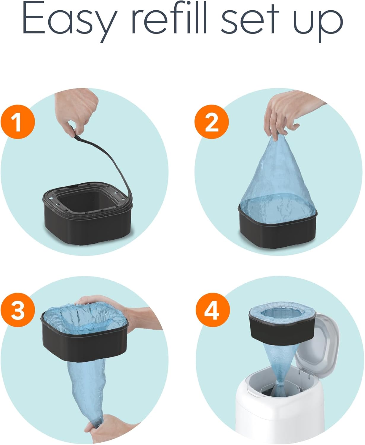 Diaper Genie Jumbo Square Refill, with Continuous Film, can Hold up to 810 Newborn-Sized Diapers per Refill.