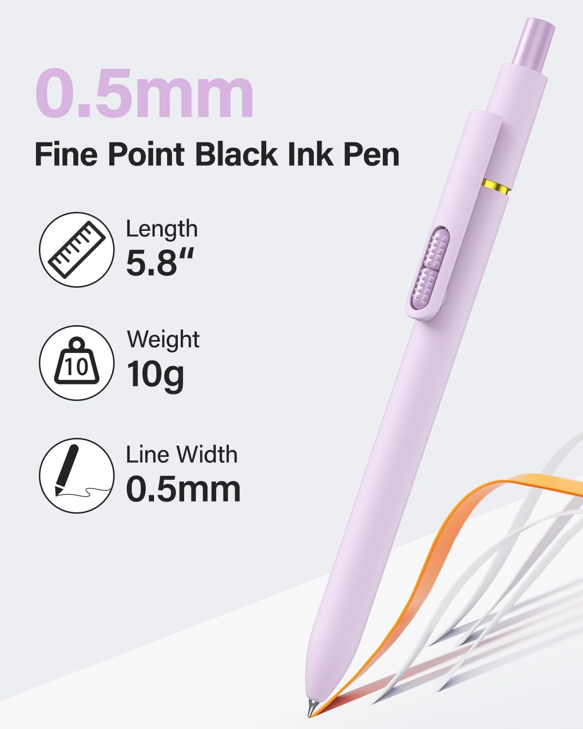 8Pcs Gel Pens - 0.5mm Black Ink Pens Fine Point Smooth Writing, Quick Drying Retractable Pen for Journaling, Cute School & Office Supplies