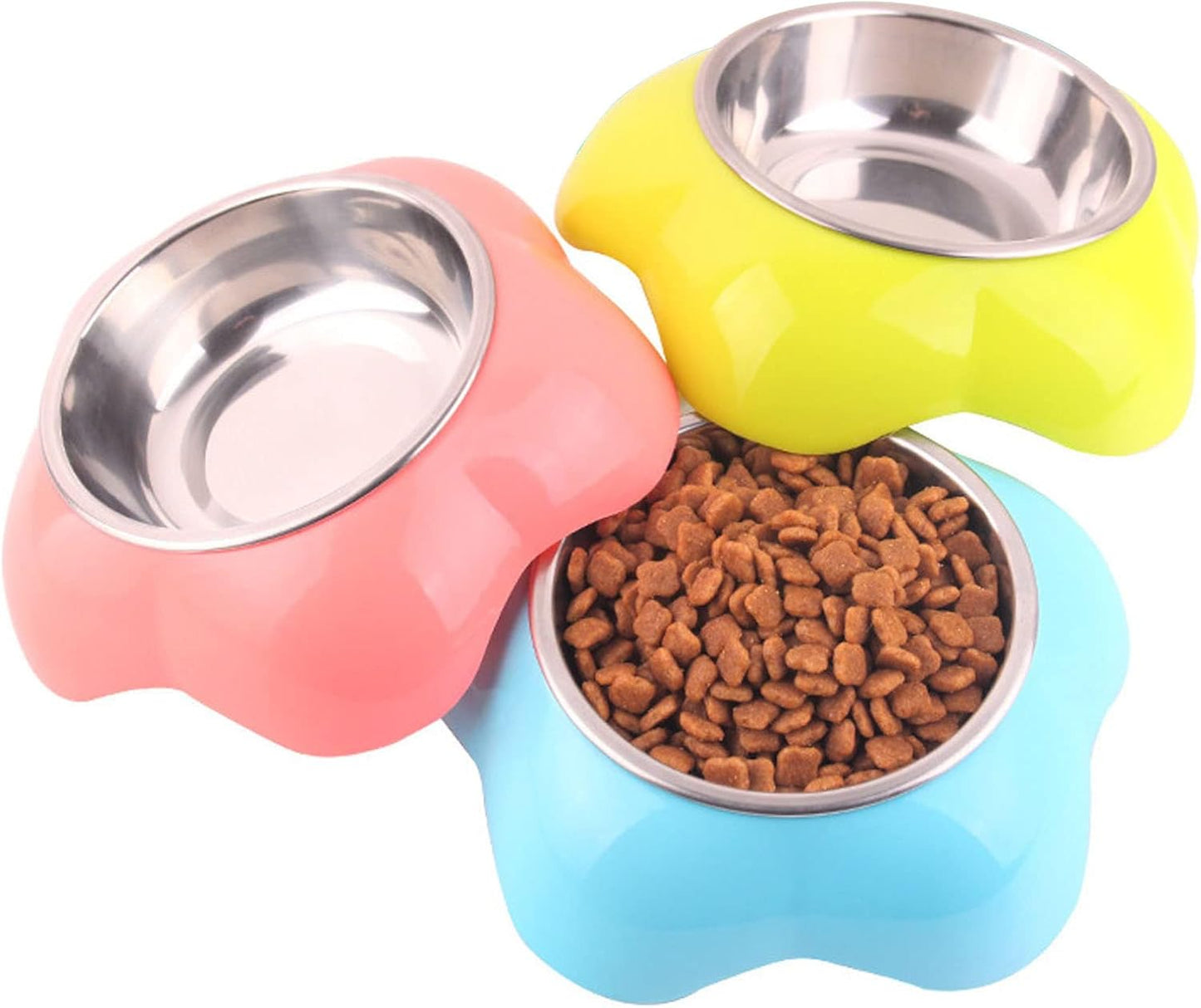 Raised Cat Bowl, Stainless Steel Pet Food Station for Indoor Cats, Pet Feeding Dish with Removable Plastics Stand, Cat Water Bowl for Cats and Small Dogs (Green)