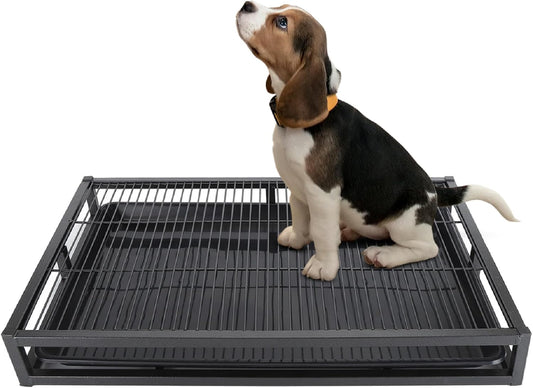 Dog Potty Tray, Pet Indoor Dog Training Toilet, Pet Litter Box Dogs Training Toilet, Puppy Pee Pad Holder Mesh Pad Tray, Potty Trainer Holder for Small Dogs (L, 24.4x16.9x3.1in)