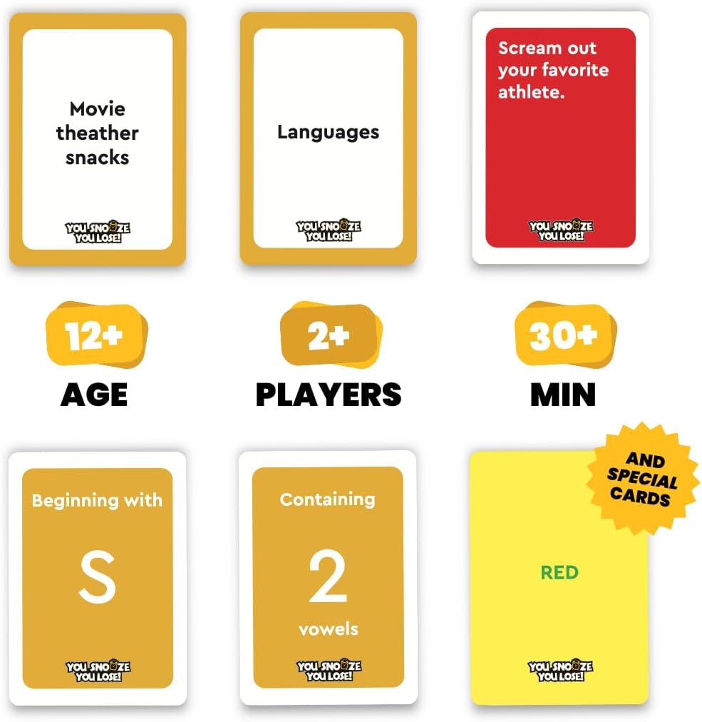 Viral Studios You Snooze You Lose – Fast-Paced Word Party Game for Teens & Adults | 200 Hilarious Matching Cards for Game Nights, Parties & Family Fun Ages 15+