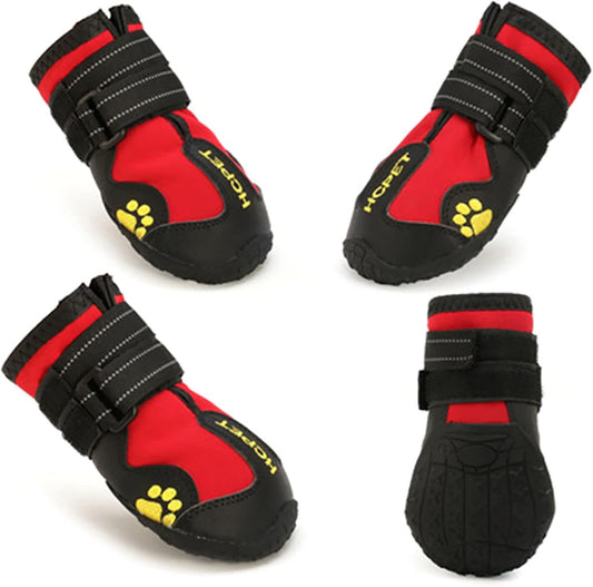Winter Pet Booties Mountain Soles Dog Boots Water Proof Non-Slip Shoes with Reflective Straps All Weather Neoprene Paw Protector