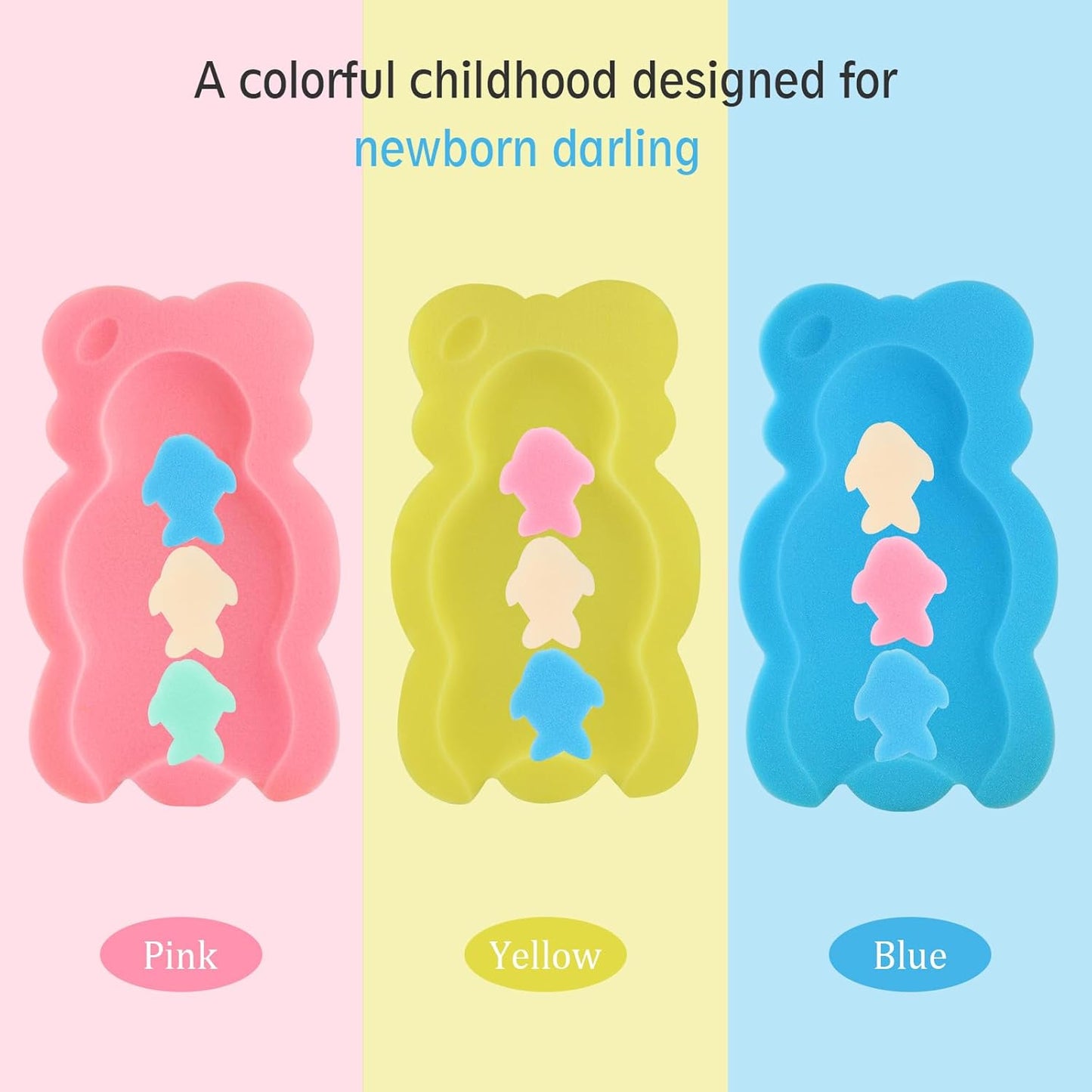Baby Bath Cushion Infant Sponge Mat, Toddler & Newborn Bath Pad - Blue