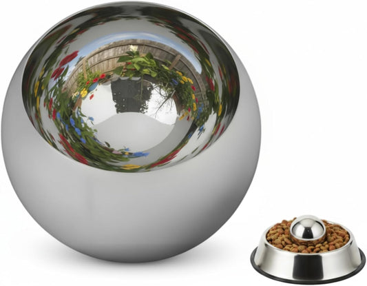 Soulchen Dog Food Slow Feeder Ball Heavy Stainless Steel 3.54 Inches/ 9 cm Large Size, Slows Fast Eating to Prevent Choking, Bloating & Obesity Pet Slow Feeding Toy Healthy Feeding for All Dogs