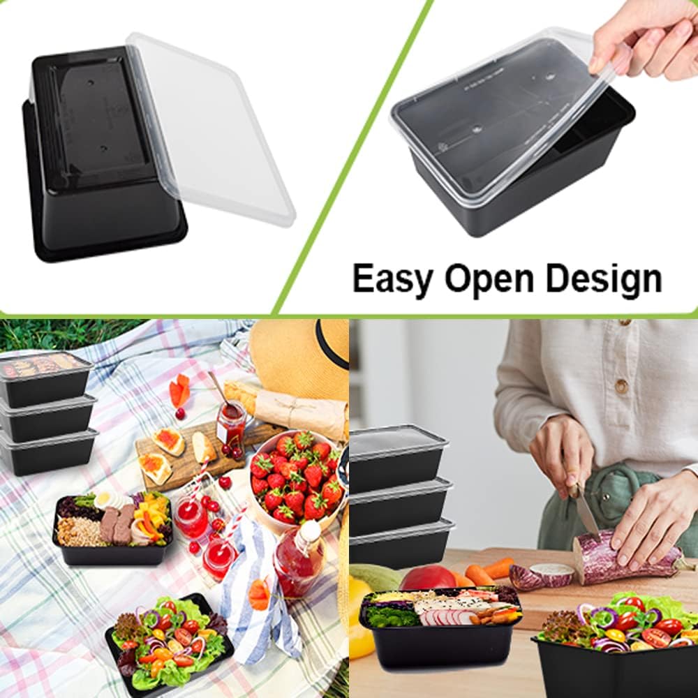 50-Pack Meal Prep Containers, 26 OZ Microwavable Reusable Food Containers with Lids for Food Prepping, Disposable Lunch Boxes, Plastic Food Boxes- Stackable, Freezer Dishwasher Healthy