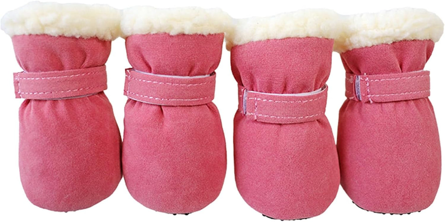 Winter Warm Pet Shoes 4pc/Set Dog Booties Snow Walking Puppys Booties Shoes Casual Fashion No-Slip Dog Shoes