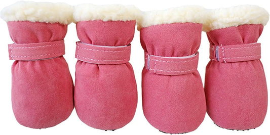 Winter Warm Pet Shoes 4pc / Set Cute Dog Booties Snow Walking Puppys Casual Fashion No-Slip Dog