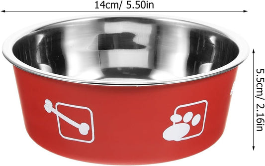 Milisten Stainless Steel Dog Food Bowl M Size Brick Red, Anti-Slip Portable Pet Feeder for Household Use, Spill-Resistant Dog Water and Feeding Dish