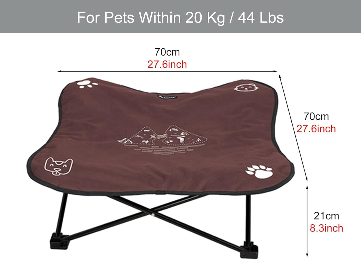Pet Bed Portable Removable Cooling Raised Pet Cot with Breathable Fabric, Orthopedic Joint Relief Off Ground Cooling Hammock, for Older Small Dogs (Color : Black) (Red)