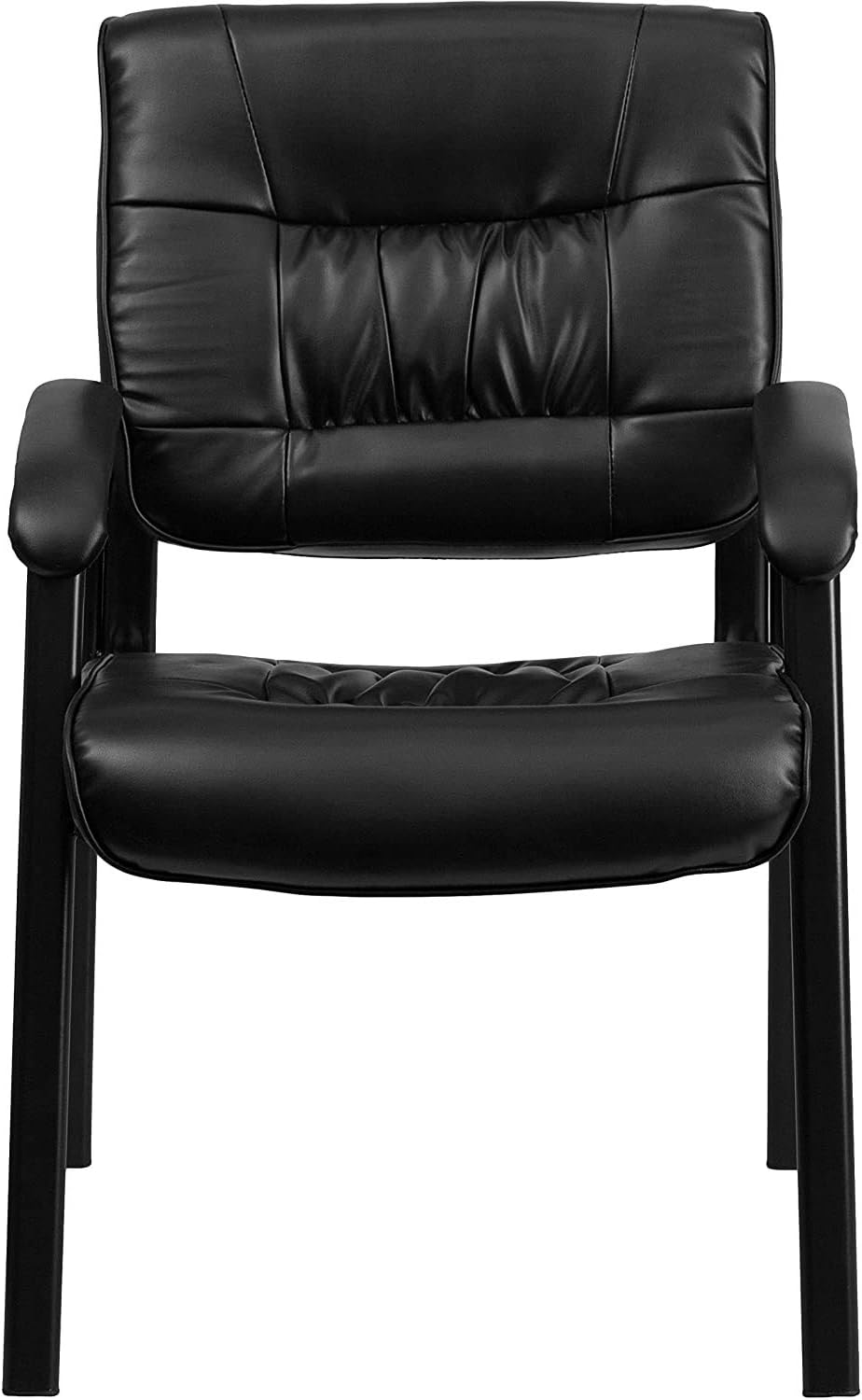 Flash Furniture Haeger LeatherSoft Tufted Executive Reception Chair with Padded Armrests, Upholstered Side Chair for Living Room or Office, Black