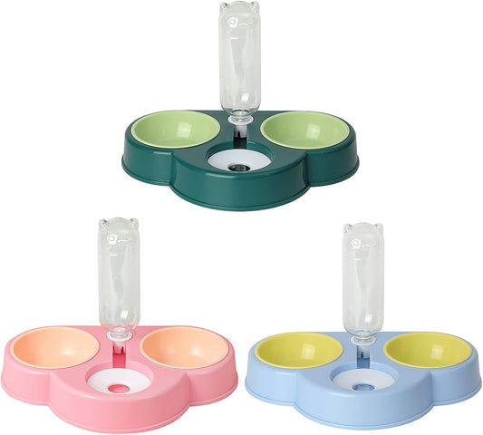 Pet Automatic Feeder And Waterer Detachable For Cat Anti-overturning Bowl Anti-Leak Water Fountain Slanted Raised Food B Pet Automatic Feeder Dog