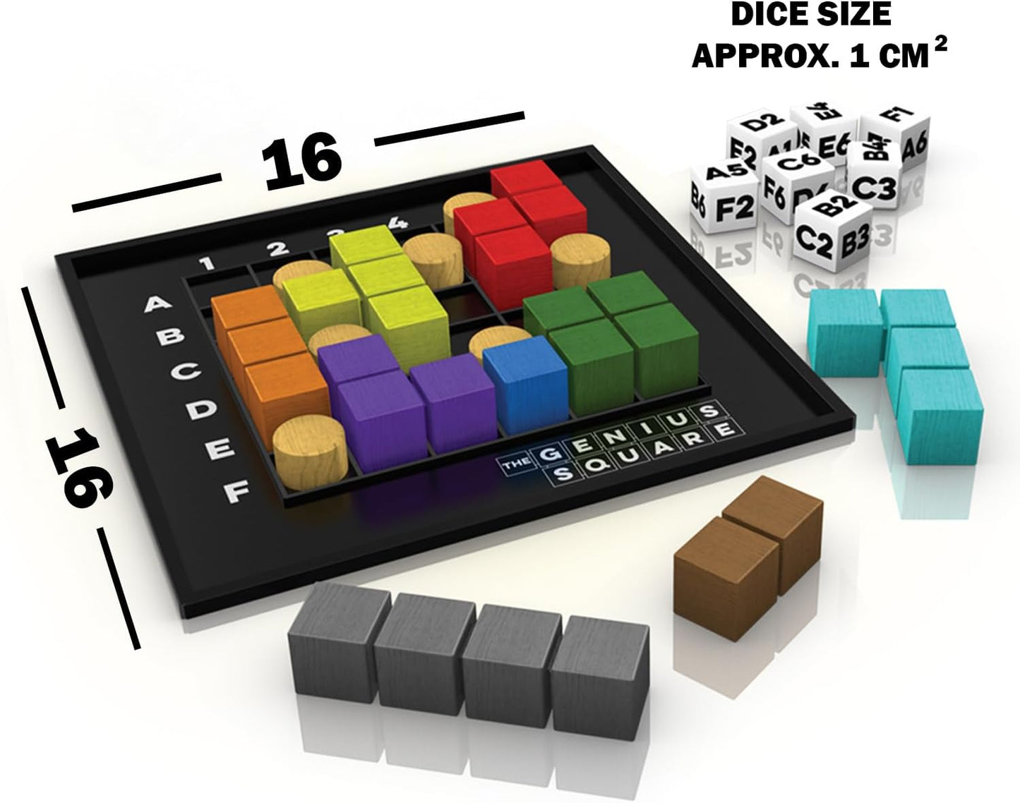 The Genius Square from The Happy Puzzle Company – Game of The Year Award Winner, 60000+ Solutions STEM Puzzle Game. Roll Dice, Race Your Opponent to Fill Grid with Different Shapes!