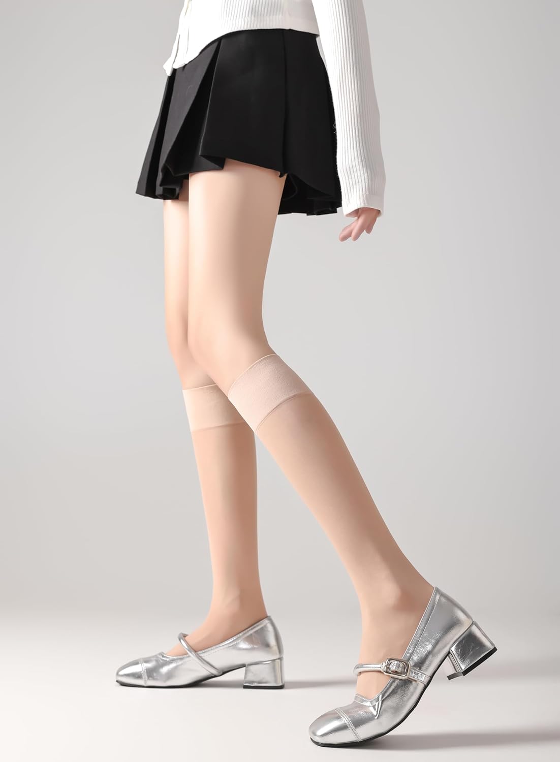 Womens 30D Mid Calf to Knee High Sheer Stockings For Lady
